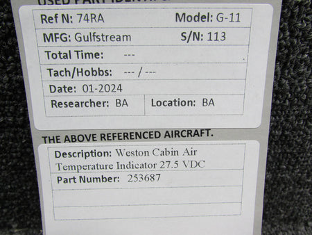 Weston 253687 Weston Cabin Air Temperature Indicator 27.5 VDC