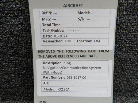 King Radio 069-1017-00 King Radio KX-170A Nav-Comm Unit with Modifications