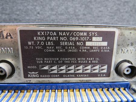 King Radio 069-1017-00 King Radio KX-170A Nav-Comm Unit with Modifications