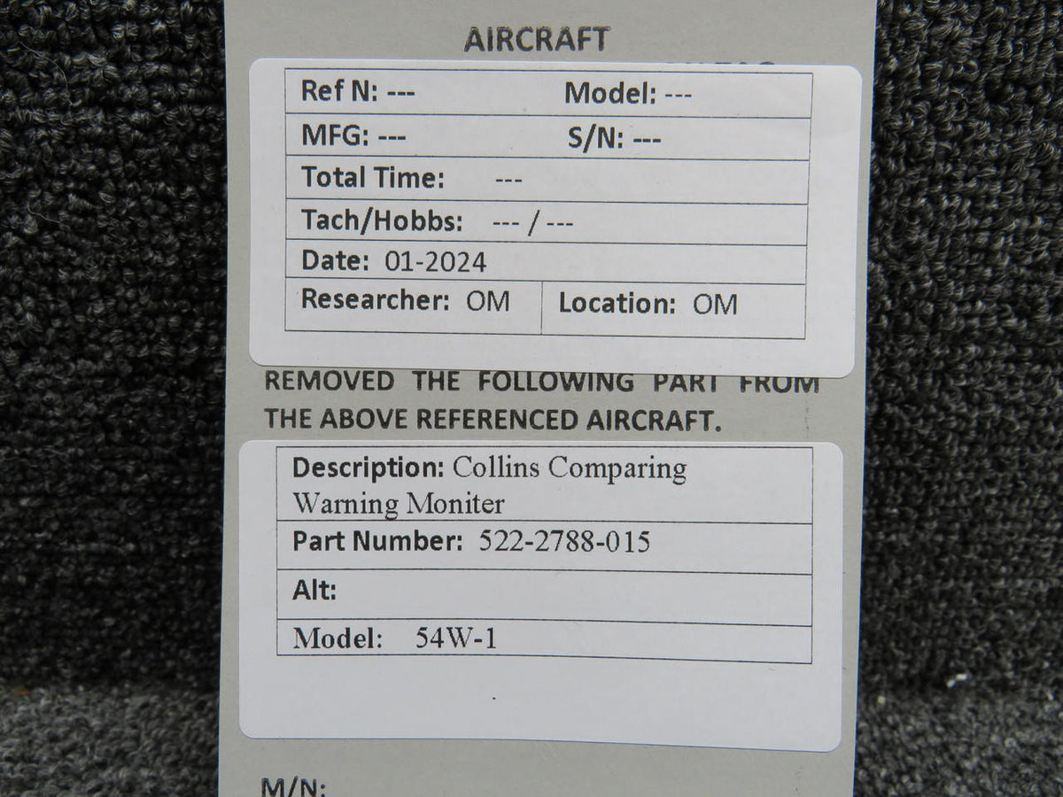 Collins 522-2788-015 Collins 54W-1 Comparing Warning Monitor