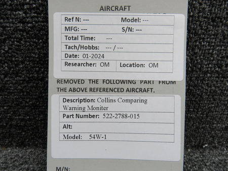 Collins 522-2788-015 Collins 54W-1 Comparing Warning Monitor