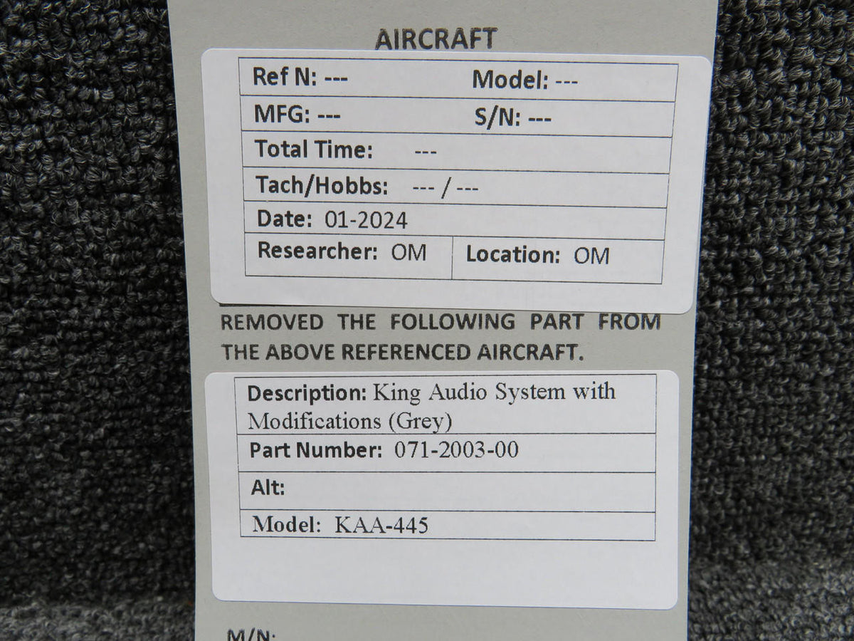 King 071-2003-00 King KAA-445 Audio System with Modifications (Grey)