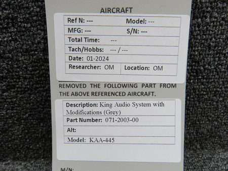 King 071-2003-00 King KAA-445 Audio System with Modifications (Grey)