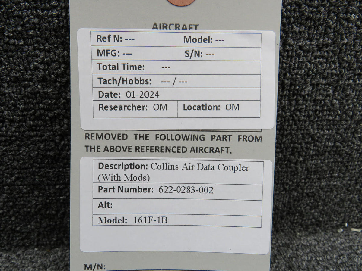 Collins 622-0283-002 Collins 161F-1B Air Data Coupler with Modifications