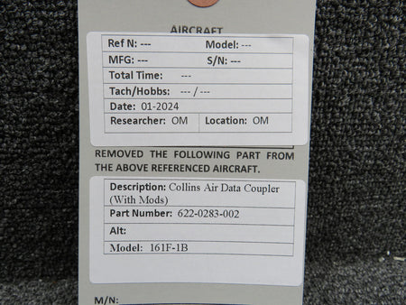 Collins 622-0283-002 Collins 161F-1B Air Data Coupler with Modifications
