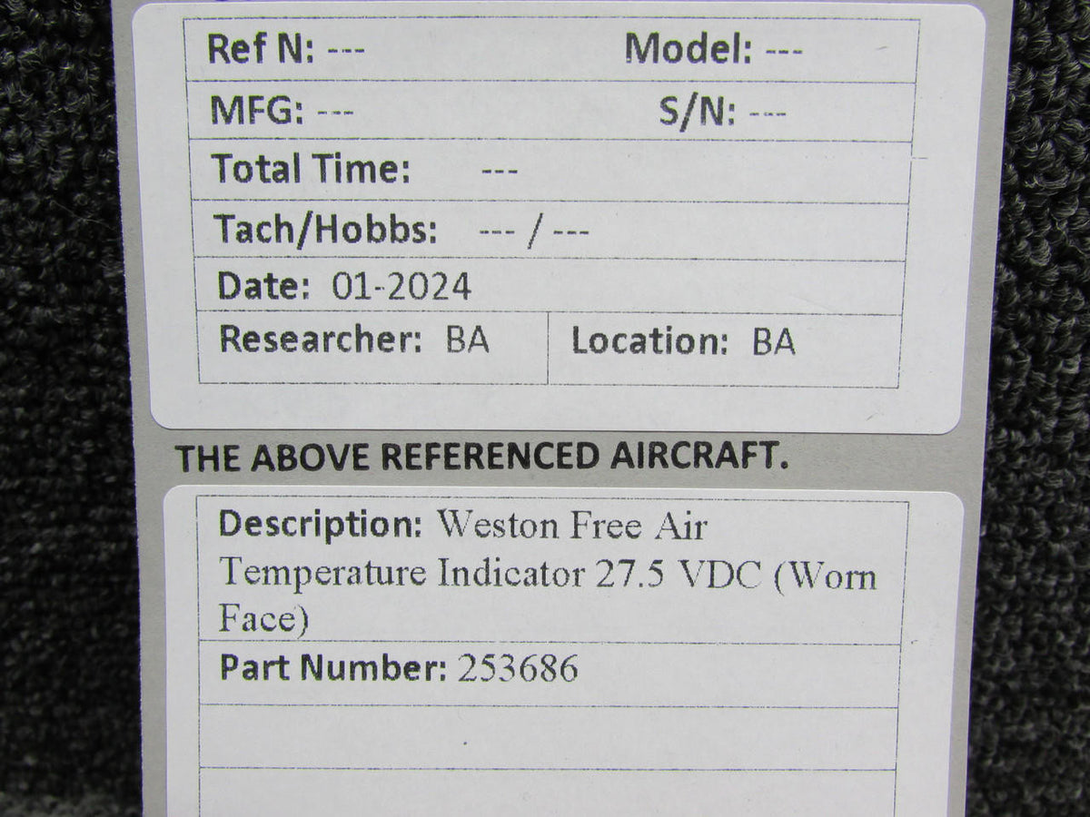 Weston 253686 Weston Free Air Temperature Indicator 27.5 VDC (Worn Face)