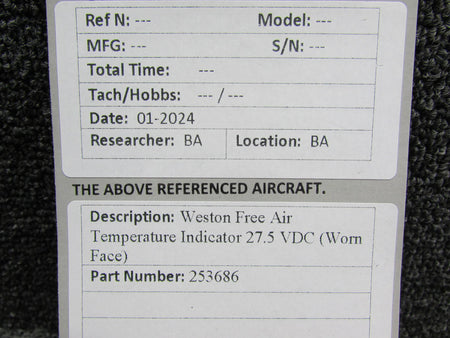 Weston 253686 Weston Free Air Temperature Indicator 27.5 VDC (Worn Face)