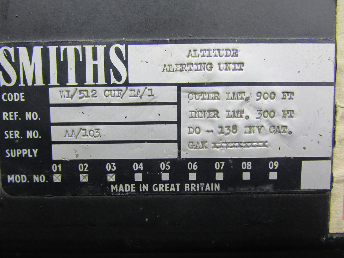 Smiths WL-512CUF-EA-1 Smiths Altitude Alerting Indicator (With Modifications)
