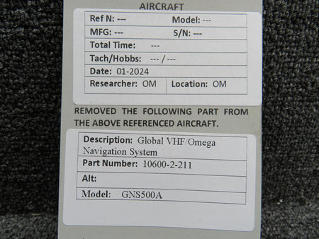 Global Navigation 10600-2-211 Global GNS500A VHF-Omega Navigation System
