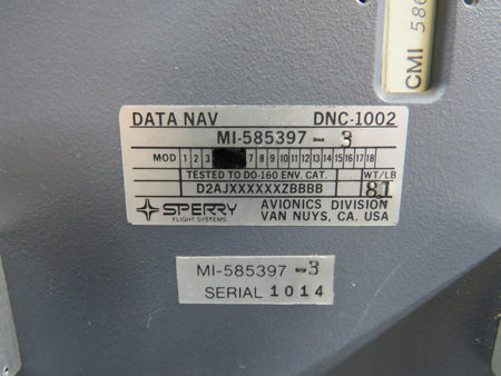 Sperry MI-585397-3 Sperry DNC-1002 Data Nav Computer with Modifications