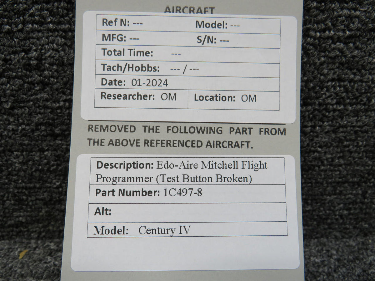 Edo-Aire 1C497-8 Edo-Aire Mitchell Century IV Flight Programmer (Test Button Broken)