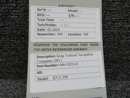 King Radio 066-3022-01 King Radio KVN-395 Vertical Navigation Computer (28V)