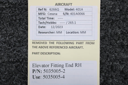 Cessna Aircraft Parts 5035005-2 (Use: 5035005-4) Cessna 401A Elevator Fitting End RH