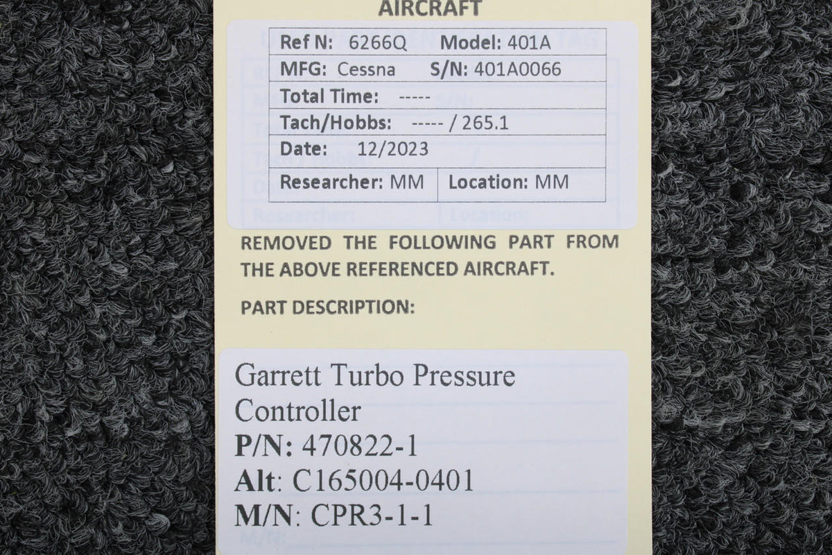 Garrett 470822-1 (Alt: C165004-0401) Garrett CPR3-1-1 Turbo Pressure Controller