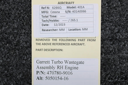 Garrett 470780-9016 (Alt: 5050154-16) Garrett Turbo Wastegate Assembly RH Engine