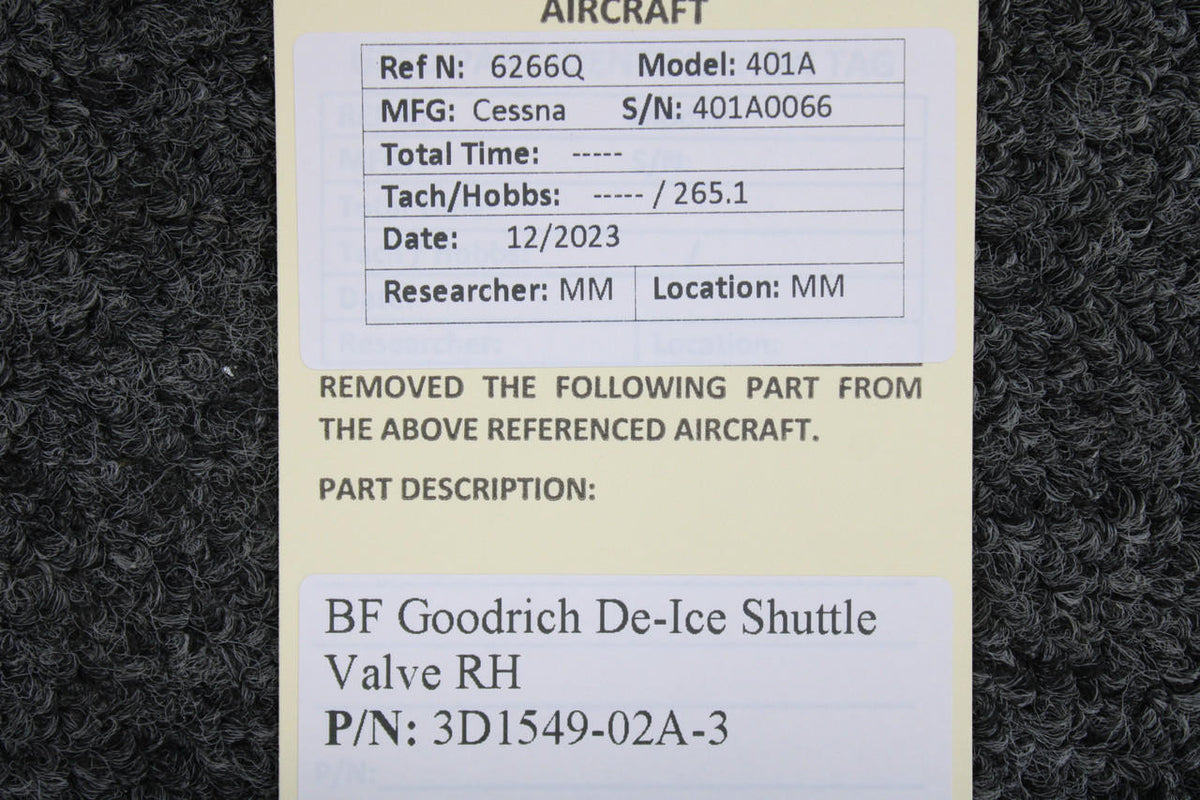 BF Goodrich  3D1549-02A-3 BF Goodrich De-Ice Shuttle Valve RH