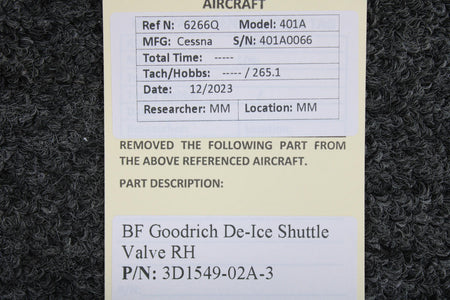 BF Goodrich  3D1549-02A-3 BF Goodrich De-Ice Shuttle Valve RH