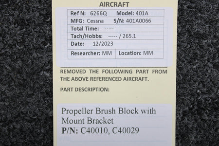 Cessna Aircraft Parts C40010, C40029 Cessna 401A Propeller Brush Block with Mount Bracket