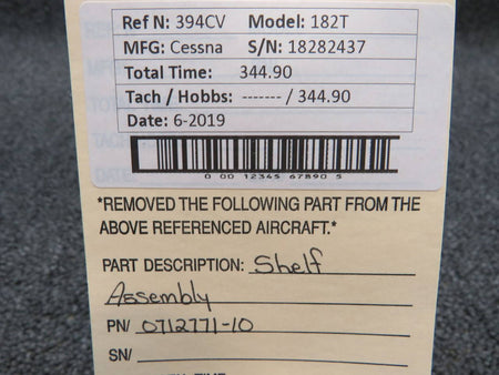 0712771-10 Cessna 182T Shelf Assembly BAS Part Sales | Airplane Parts