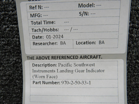 Pacific Southwest 970-2-50-33-1 Pacific Southwest Instruments Landing Gear Indicator (Worn Face)