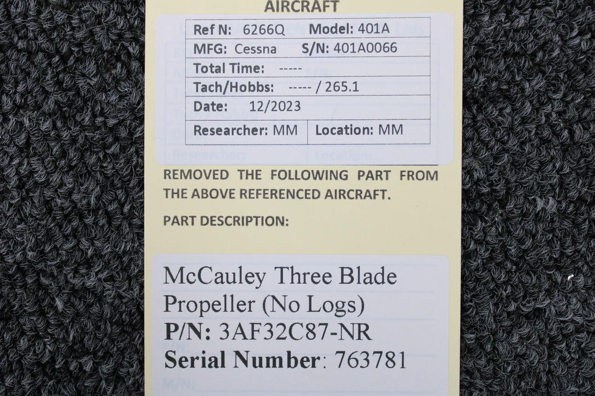 McCauley 3AF32C87-NR McCauley Three Blade Propeller (No Logs)