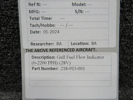 Does Not Apply 218-913-001 Gull Fuel Flow Indicator (0-2200 PPH) (28V)