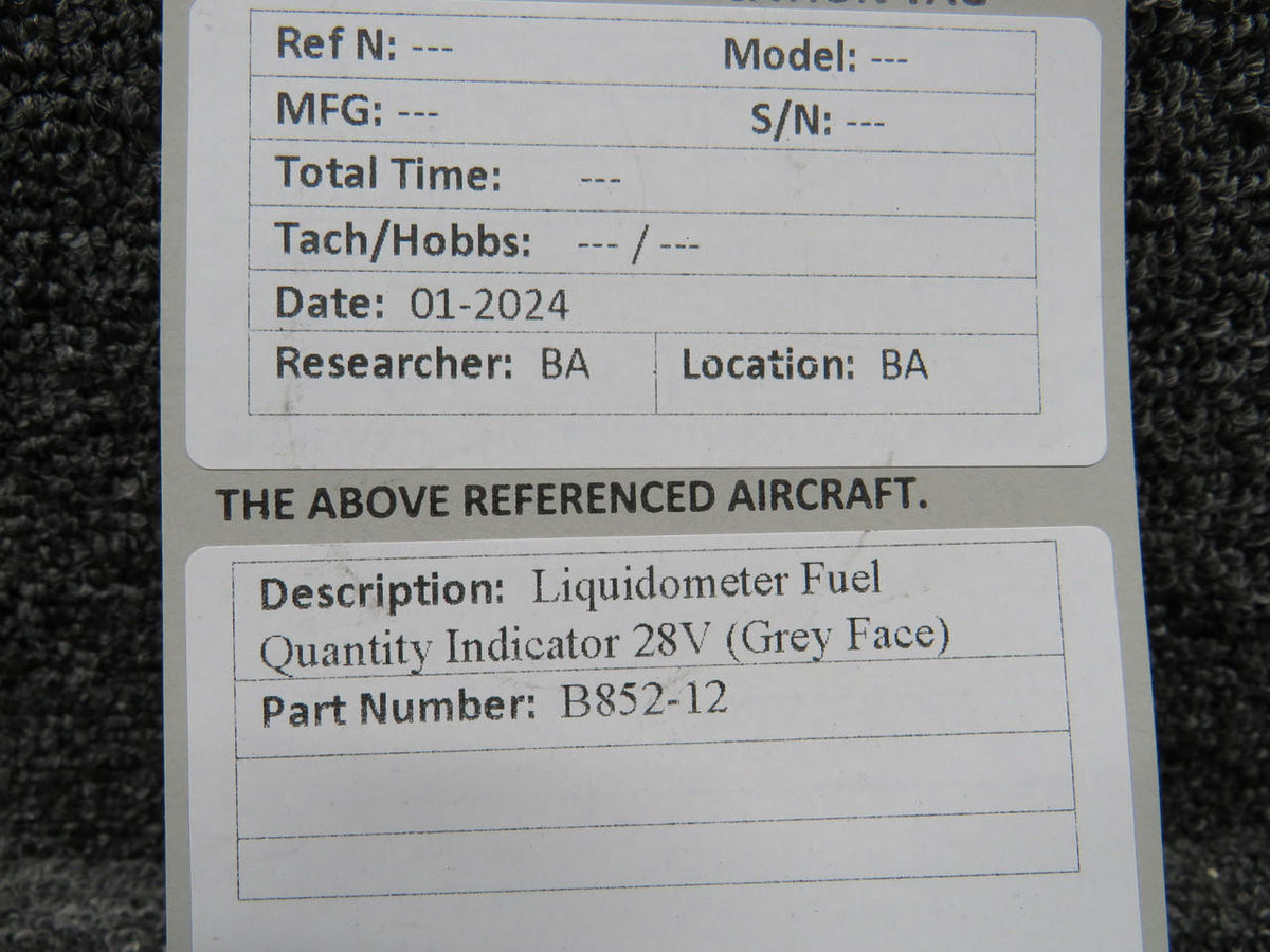 Liquidometer B852-12 Liquidometer Fuel Quantity Indicator (28V) (Grey Face)