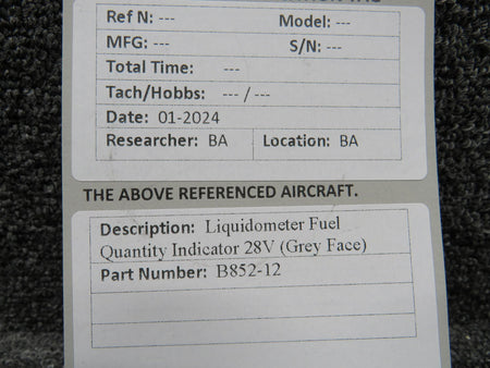 Liquidometer B852-12 Liquidometer Fuel Quantity Indicator (28V) (Grey Face)