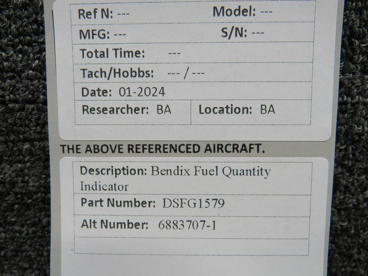 Bendix DSFG1579 (Alt: 6883707-1) Bendix Fuel Quantity Indicator