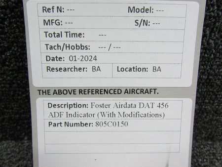 Foster 805C0150 Foster Airdata DAT-456 ADF Indicator with Modifications