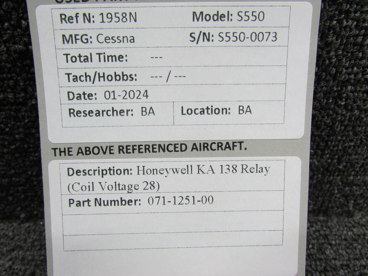Honeywell 071-1251-00 Honeywell KA-138 Relay (28V)