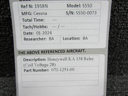 Honeywell 071-1251-00 Honeywell KA-138 Relay (28V)