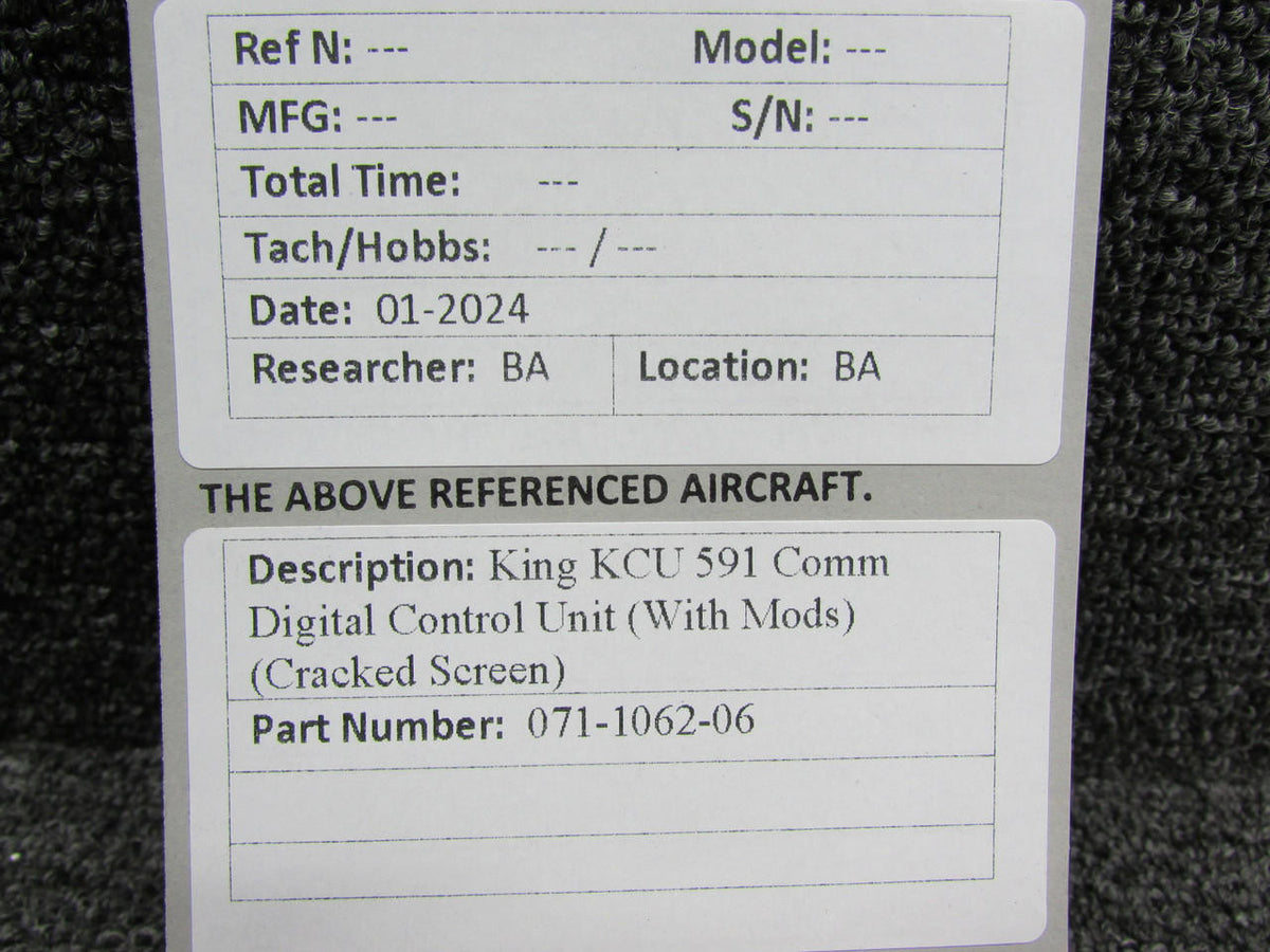 King 071-1062-06 King KCU-591 Comm Digital Control Unit with Mods (Cracked Screen)