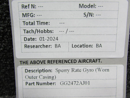 Sperry GG2472AJ01 Sperry Rate Gyro (Worn Outer Casing)