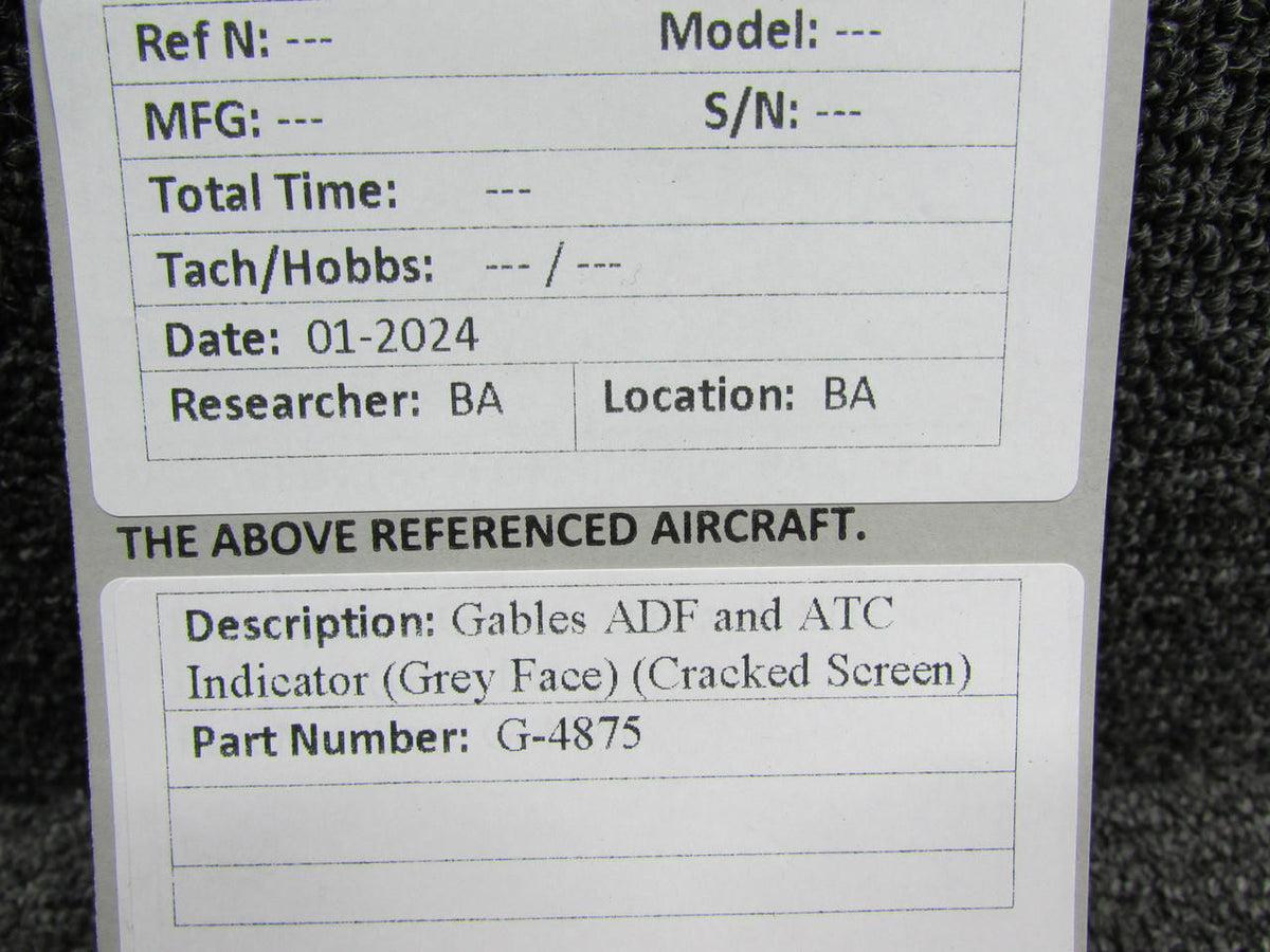Gables G-4875 Gables ADF and ATC Indicator (Grey Face) (Cracked Screen)