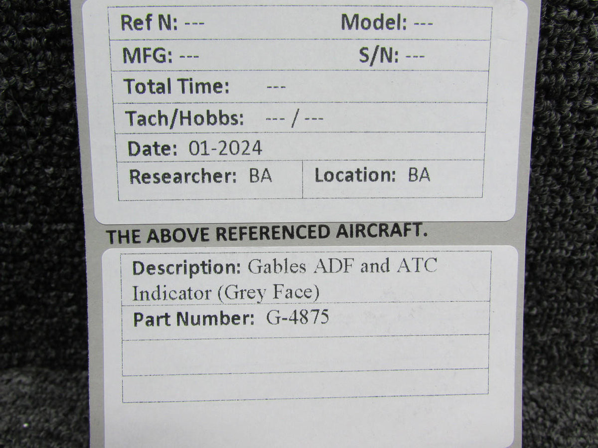 Gables G-4875 Gables ADF and ATC Indicator (Grey Face)