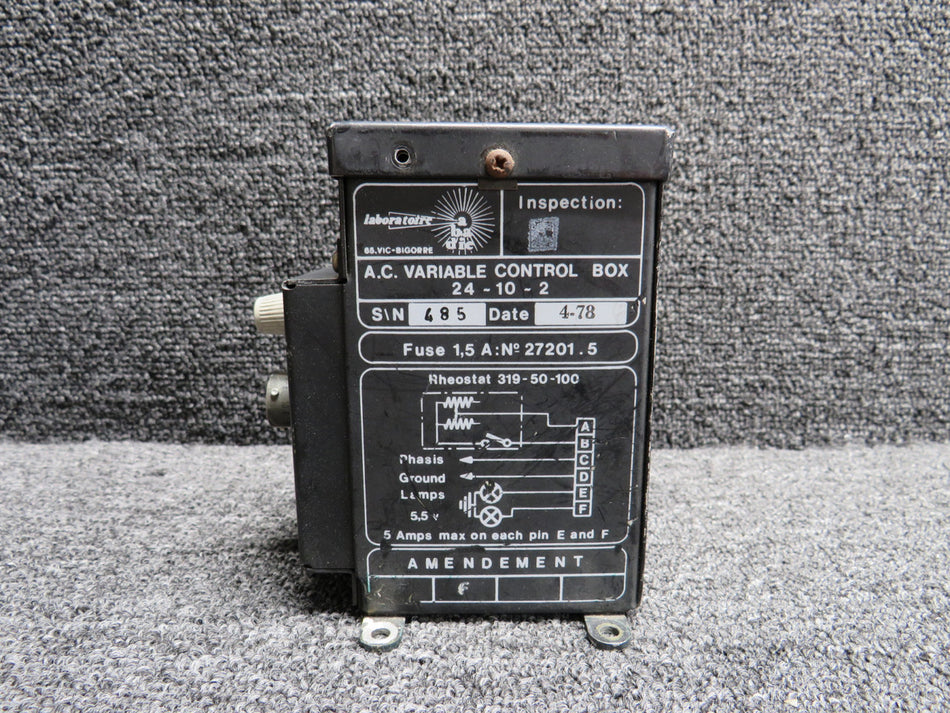 24-10-2 Laboratoire A.C Variable Control Box with Modifications