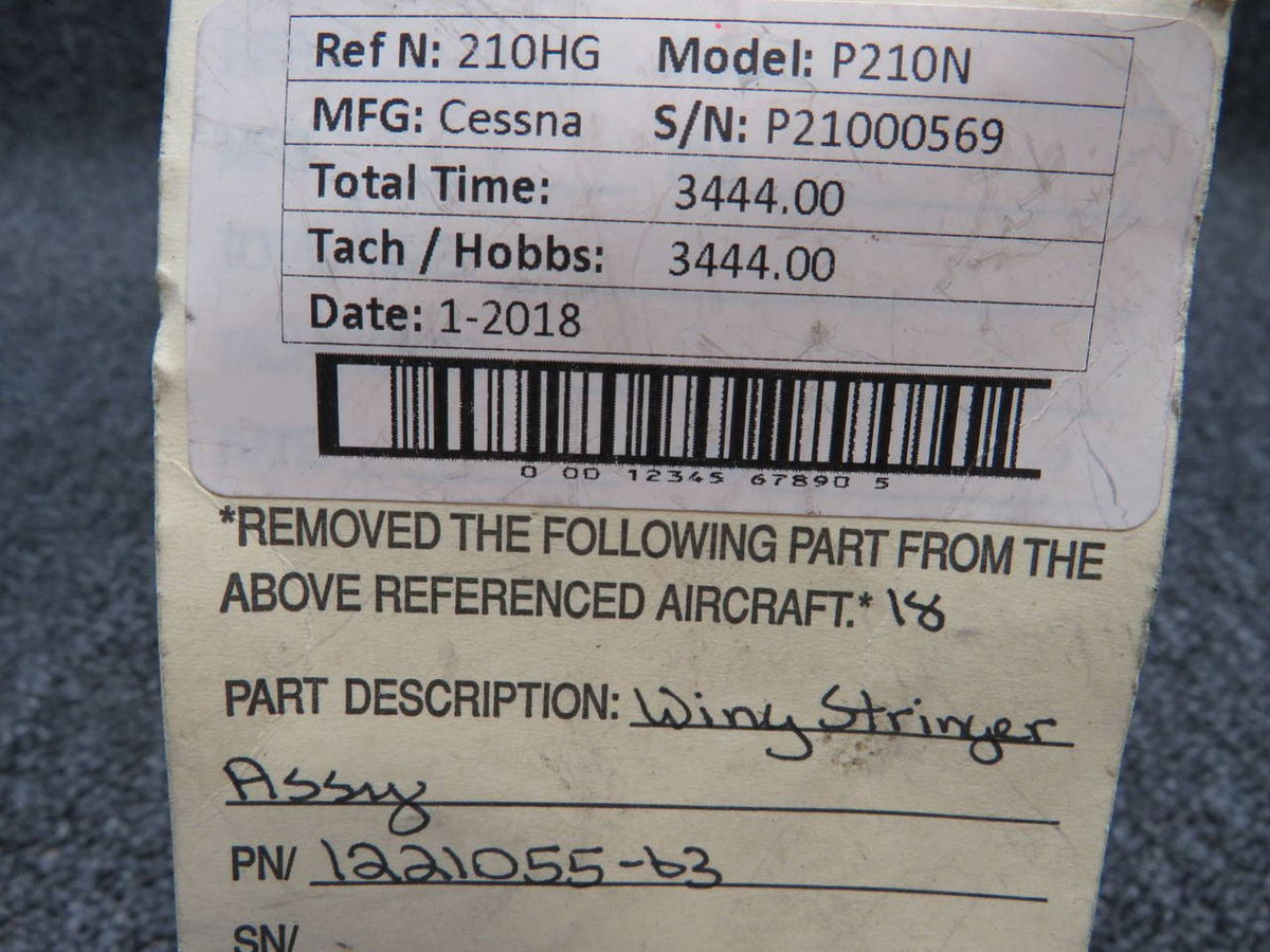 1221055-63 Cessna P210N Wing Stringer Assy BAS Part Sales | Airplane Parts