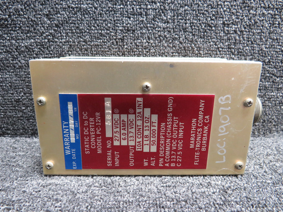 PC-12VR Marathon Flite-Tronics Static DC to DC Converter (27.5V)