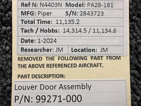 Piper Aircraft Parts 99271-000 Piper PA28-181 Louver Door Assembly