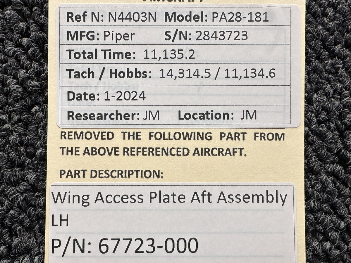 Piper Aircraft Parts 67723-000 Piper PA28-181 Wing Access Plate Aft Assembly LH
