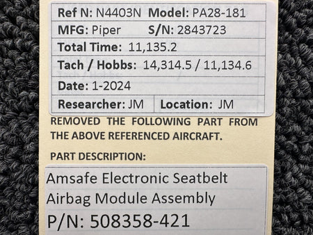 AmSafe 508358-421 Amsafe Electronic Seatbelt Inflator Module Assembly