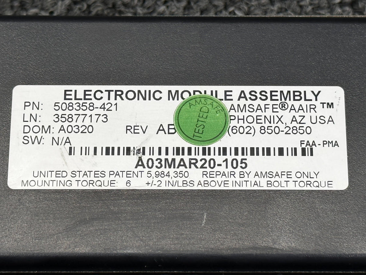 AmSafe 508358-421 Amsafe Electronic Seatbelt Inflator Module Assembly