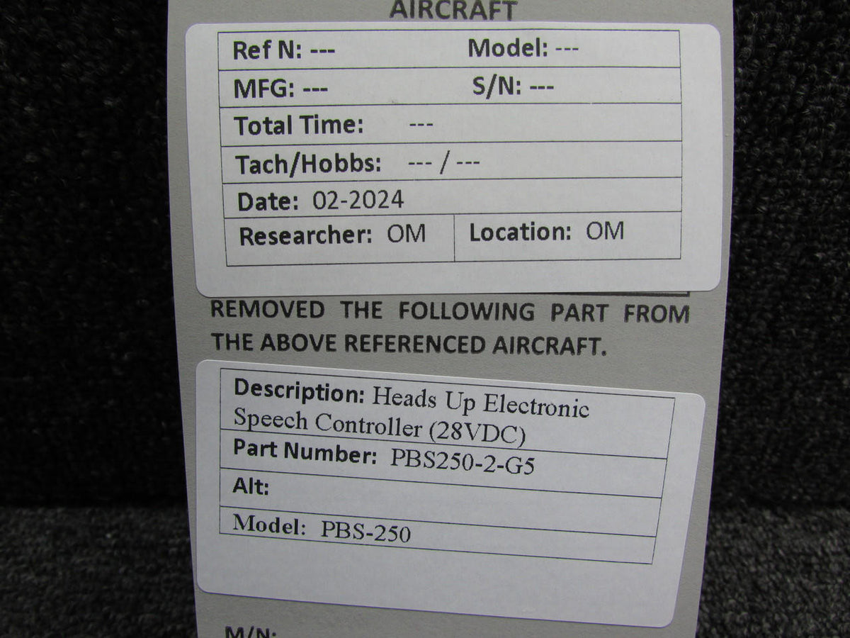 Heads Up Tech PBS250-2-G5 Heads Up PBS-250 Electronic Speech Controller (28VDC)