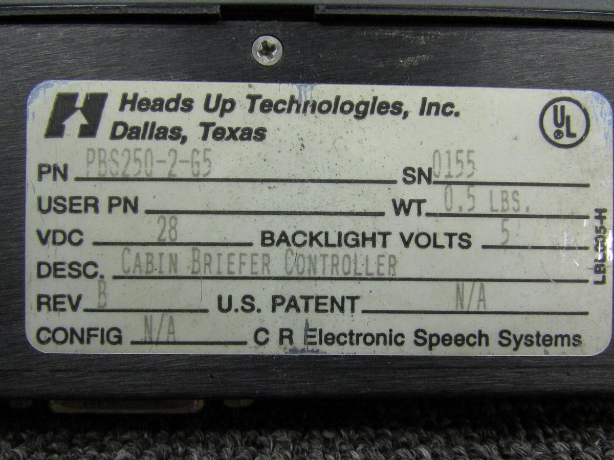 Heads Up Tech PBS250-2-G5 Heads Up PBS-250 Electronic Speech Controller (28VDC)