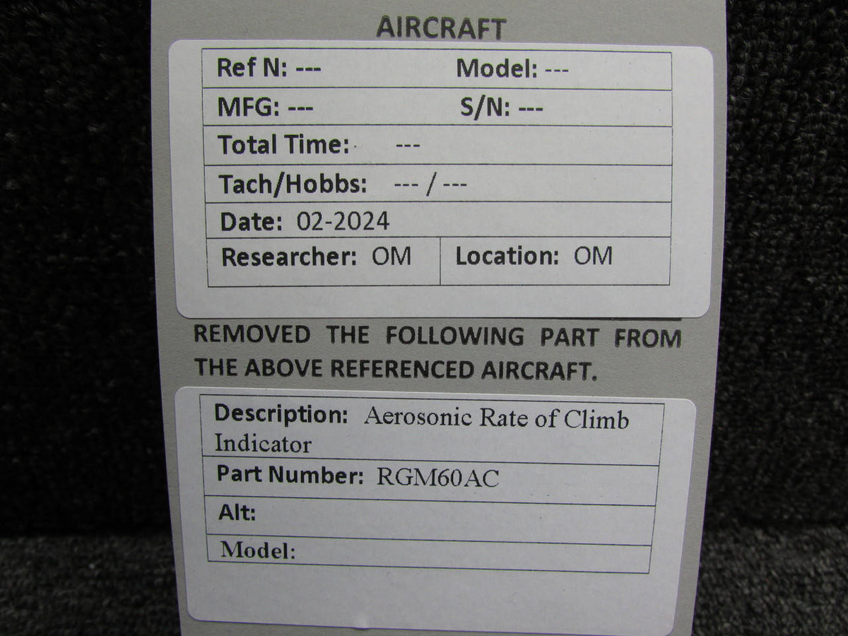 Aerosonic RGM60AC Aerosonic Rate of Climb Indicator
