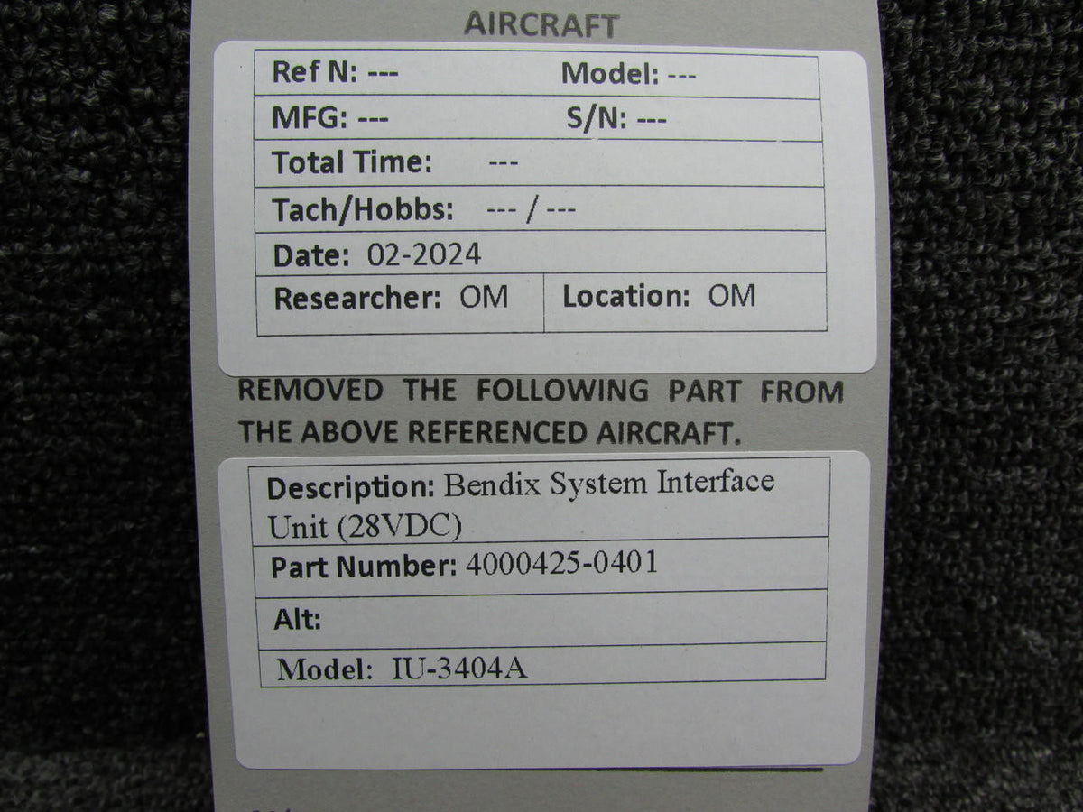 Bendix 4000425-0401 Bendix IU-3404A System Interface Unit (28VDC)