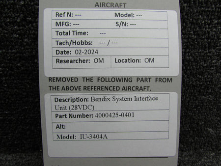 Bendix 4000425-0401 Bendix IU-3404A System Interface Unit (28VDC)