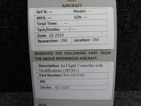J.E.T 501-1037-03 J.E.T AC-111Y Flight Controller with Modifications (28VDC)