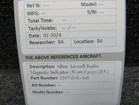 Allen 2107-D-E-A-6 Allen Aircraft Radio Magnetic Indicator (Worn Face) (26V)